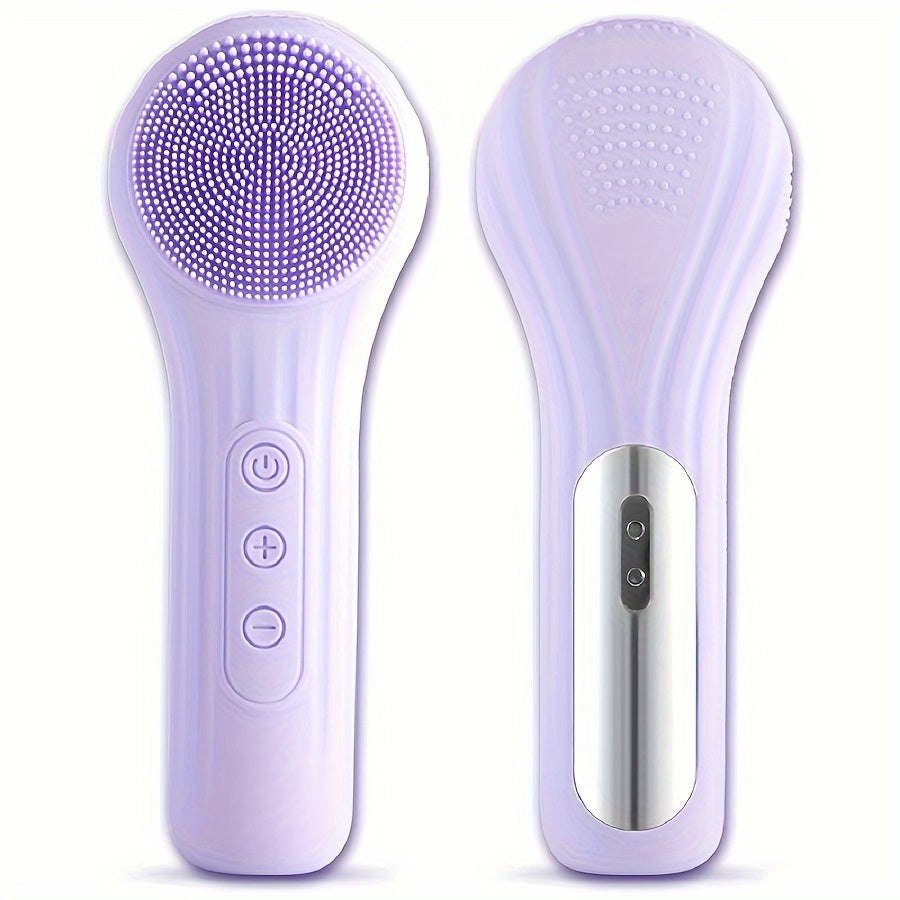 Electric Facial Brush with Vibration and Heat, Silicone and Plastic, Unscented, USB Rechargeable, 400mAh Lithium Battery, Whole Body Use, Massage and Cleansing Tool for Men and Women - Ideal Household Beauty Gift