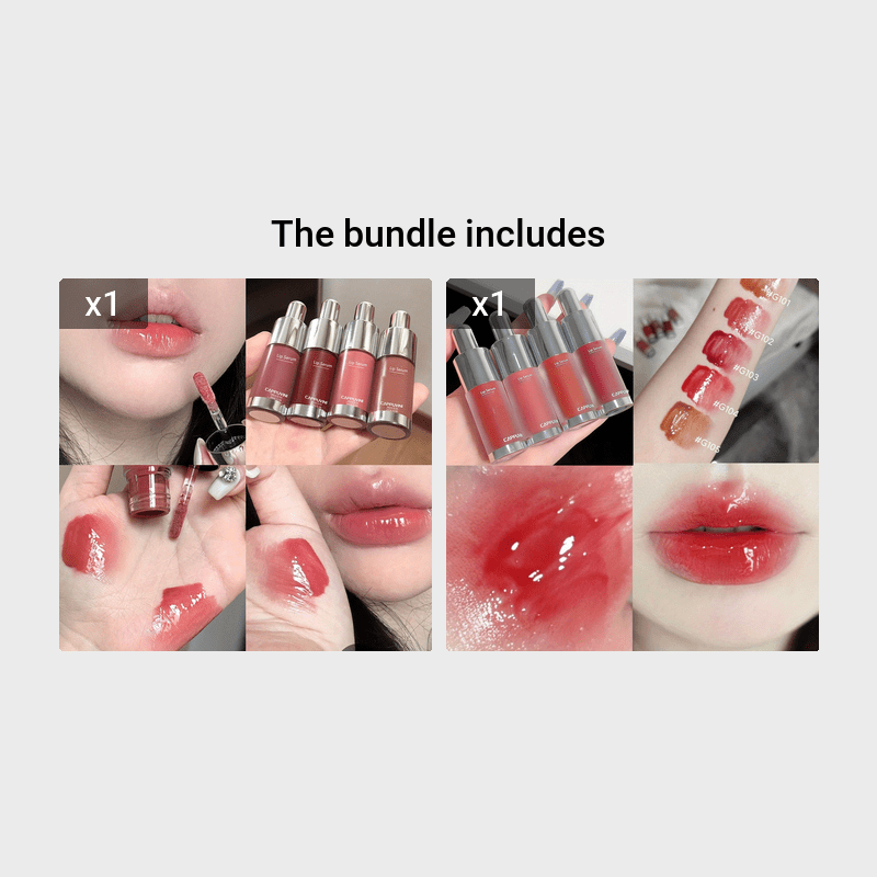 6 colors Nude Lip Care Set - Tinted Lipstick, Lip Glaze, Lip Plumping Gloss, and Honey Lip Oil - Mirror Water Light Lip Care for Women Valentine's Day Gifts