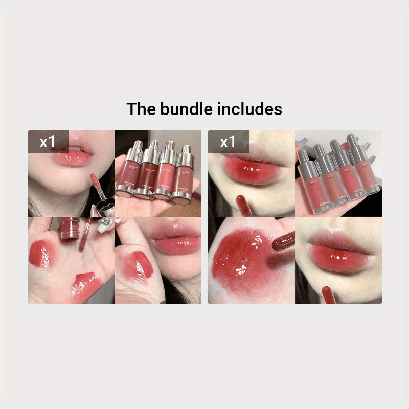 6 colors Nude Lip Care Set - Tinted Lipstick, Lip Glaze, Lip Plumping Gloss, and Honey Lip Oil - Mirror Water Light Lip Care for Women Valentine's Day Gifts