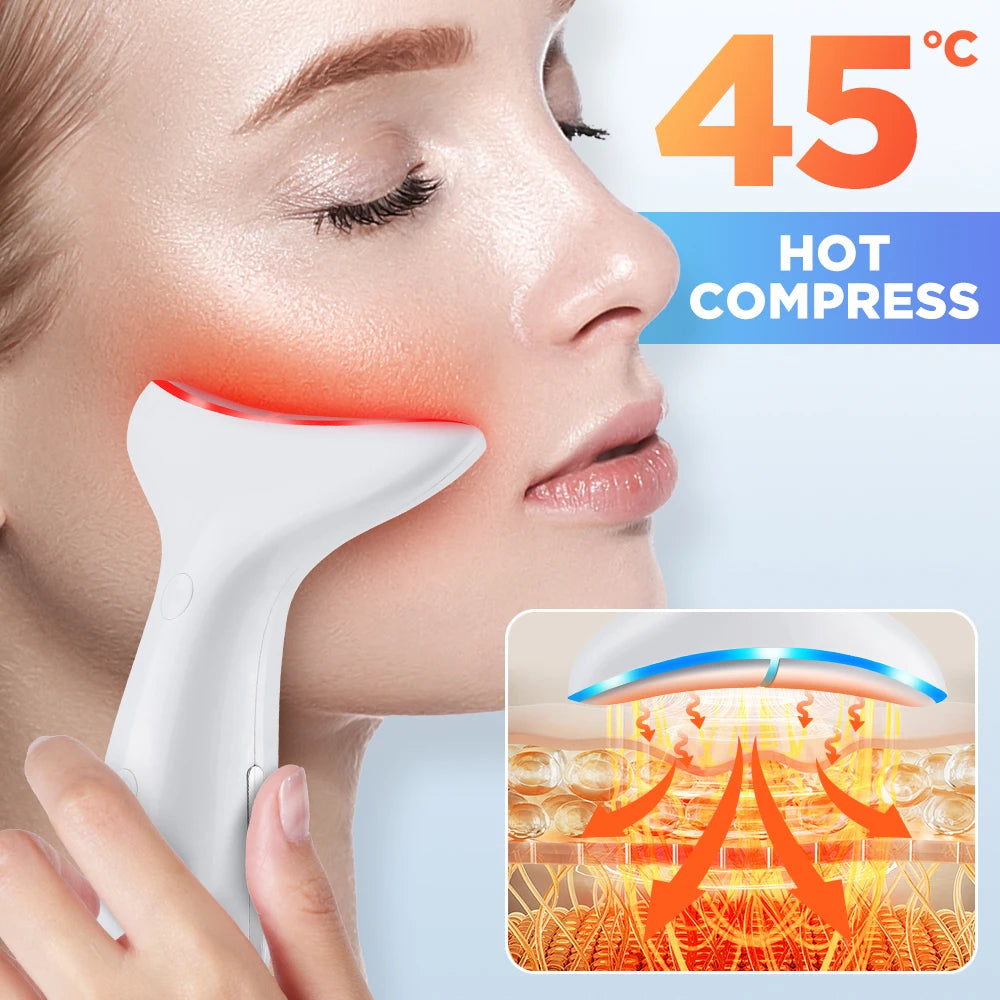 4 Modes LED Neck Beauty Device EMS Facial Lifting Massager Double Chin Remover Heat Therapy Face Skin Rejuvenation Instrument