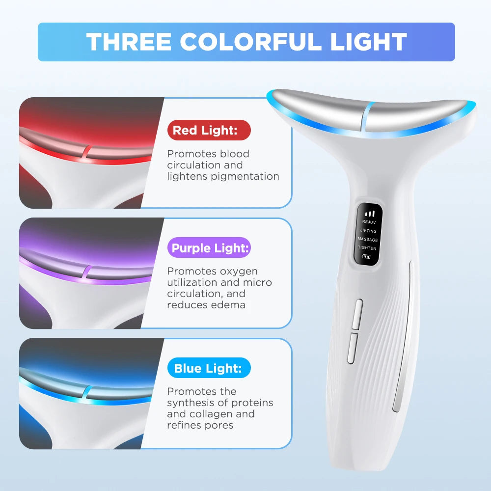 4 Modes LED Neck Beauty Device EMS Facial Lifting Massager Double Chin Remover Heat Therapy Face Skin Rejuvenation Instrument