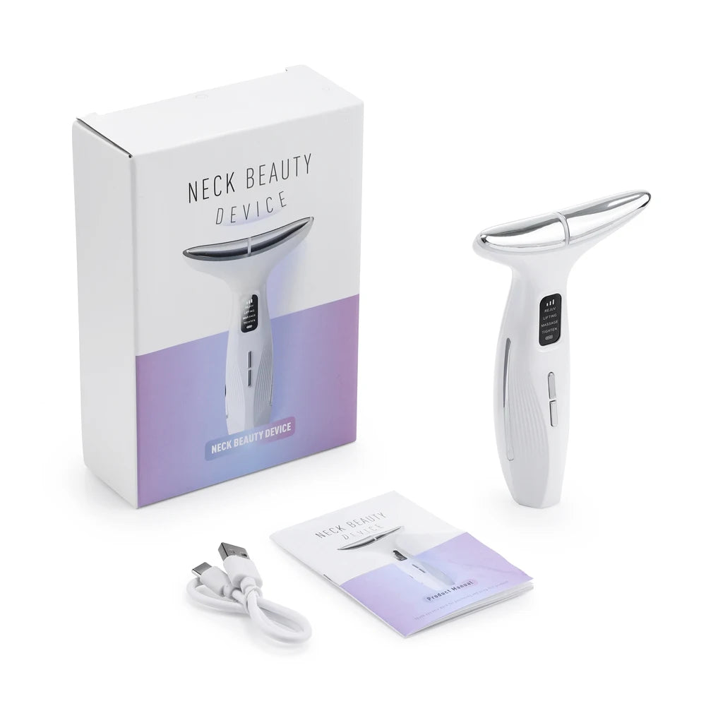 4 Modes LED Neck Beauty Device EMS Facial Lifting Massager Double Chin Remover Heat Therapy Face Skin Rejuvenation Instrument