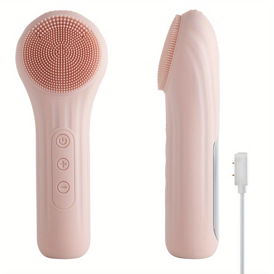 Electric Facial Brush with Vibration and Heat, Silicone and Plastic, Unscented, USB Rechargeable, 400mAh Lithium Battery, Whole Body Use, Massage and Cleansing Tool for Men and Women - Ideal Household Beauty Gift