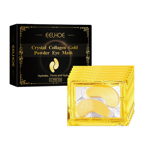 FCJ EELHOE 24K Gold Collagen Eye Moisturizing Care Firming Eye Lines Dark Circles Eye Bags Relief Gels Patches for Late Staying