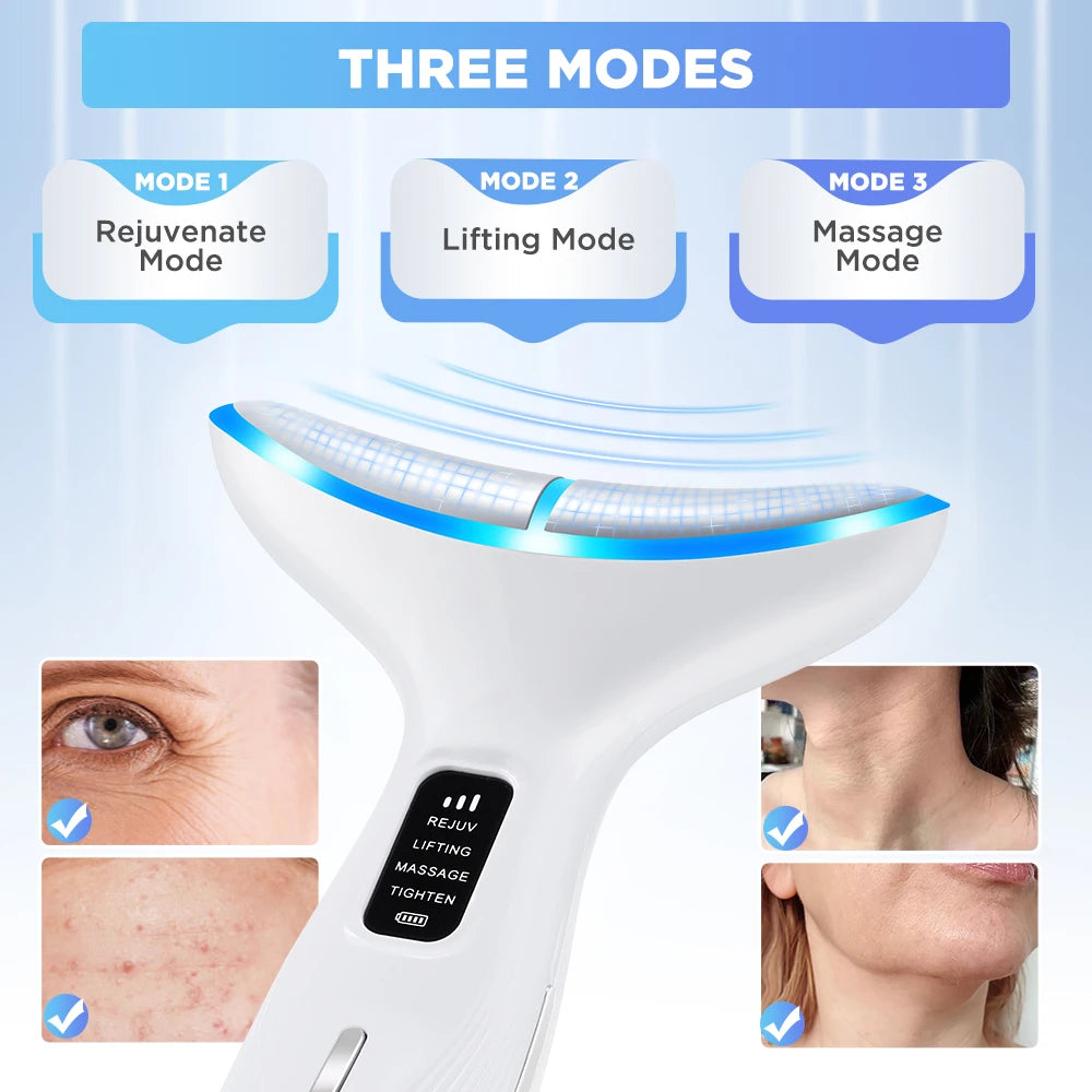 4 Modes LED Neck Beauty Device EMS Facial Lifting Massager Double Chin Remover Heat Therapy Face Skin Rejuvenation Instrument
