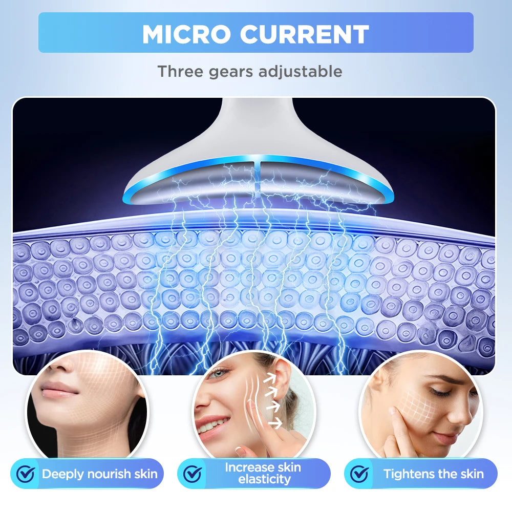 4 Modes LED Neck Beauty Device EMS Facial Lifting Massager Double Chin Remover Heat Therapy Face Skin Rejuvenation Instrument