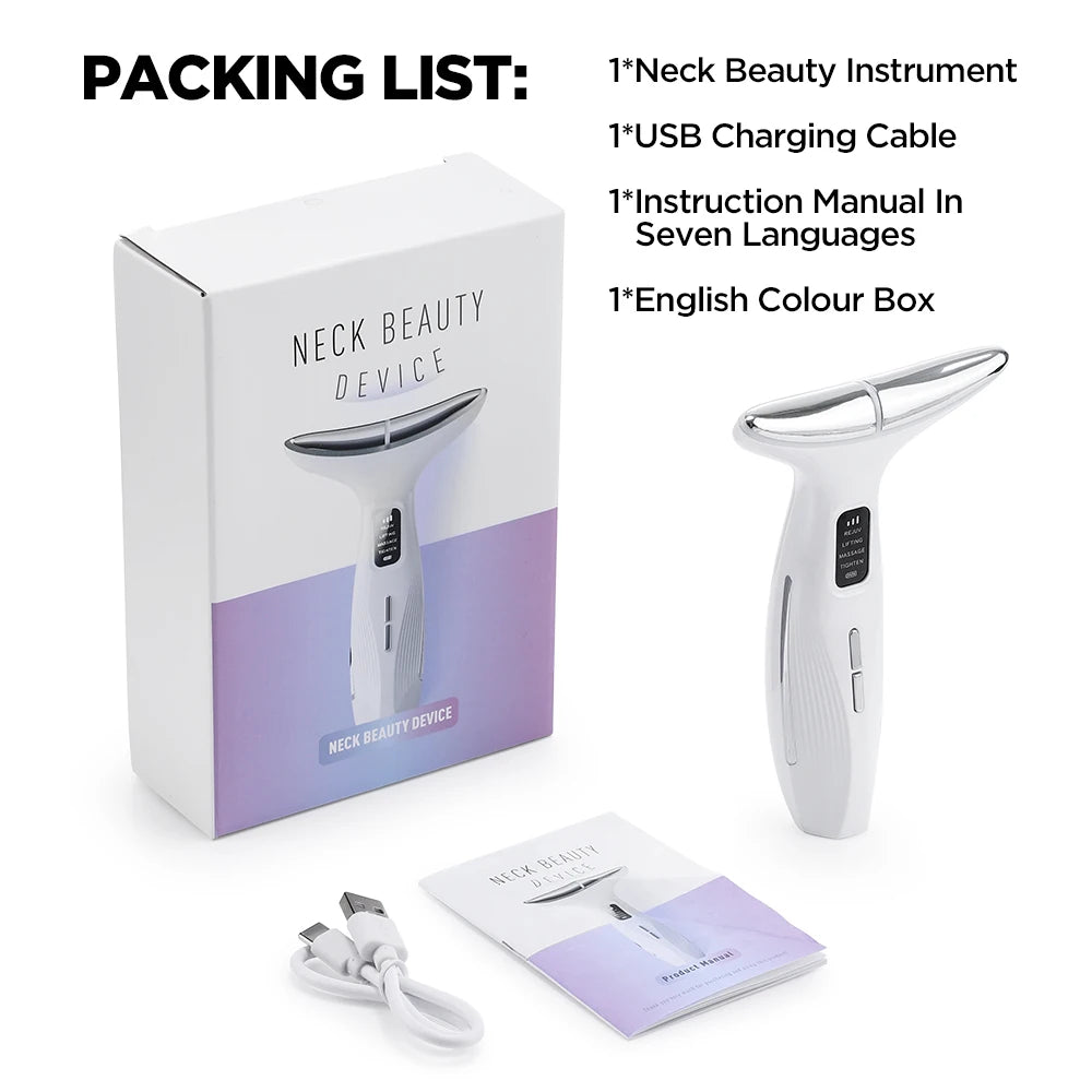 4 Modes LED Neck Beauty Device EMS Facial Lifting Massager Double Chin Remover Heat Therapy Face Skin Rejuvenation Instrument