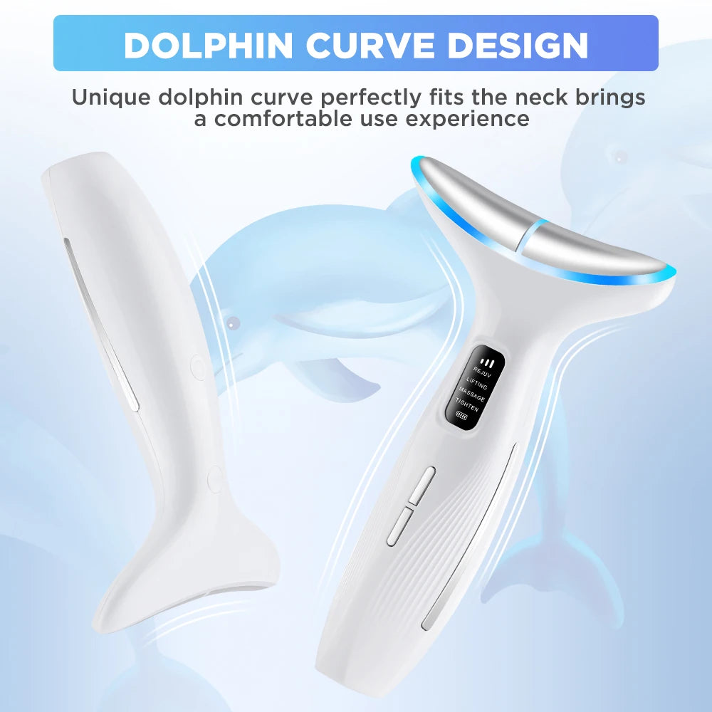 4 Modes LED Neck Beauty Device EMS Facial Lifting Massager Double Chin Remover Heat Therapy Face Skin Rejuvenation Instrument